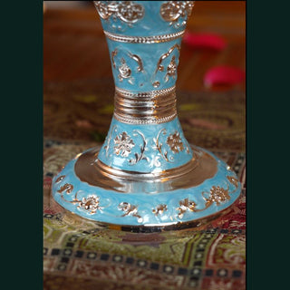 Āvaas | Raasa - Floral Flower Vase |Blue & Silver  | 1Pc