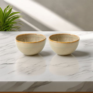MESA | Agata Beige Bowl | Stoneware | 14 Cm  | Set of 2