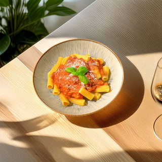 MESA | Agata Beige Pasta Bowl  | Stoneware | 22 Cm | 1 Pc