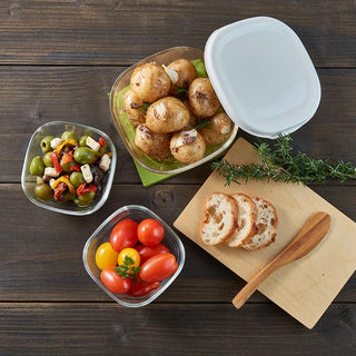 Hario | Heatproof Glass Container 250/600ml 3pc Set Off White