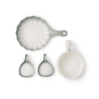 Takisso | Grey Serving Set | Porcelain Serving Bowls & Dip Dishes | 4 Pieces | Microwave & Dishwasher Safe