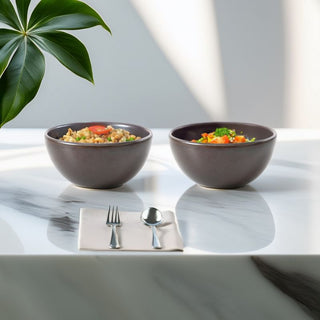 MESA | Brown Metallic Bowl  | Stoneware | 14 Cm  | Set of 2