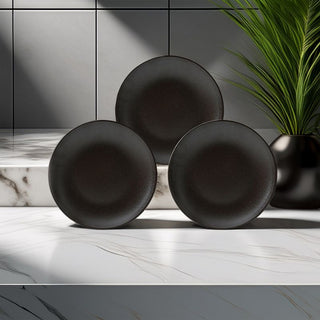 MESA | Brown Metallic Dinner Plate  | Stoneware | 27 Cm  | Set of 3