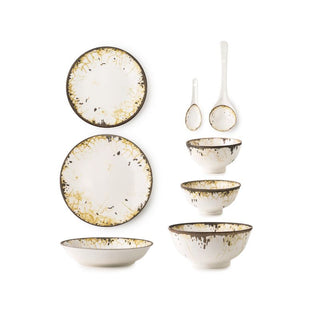Takisso | Porcelain Dinner Set | 35 Pieces | Elegant Microwave & Dishwasher Safe Dinnerware