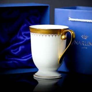 Narumi | Gift Box - Golden Coin | Bone China | White & Gold | Single Cup