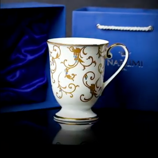 Narumi | Gift Box - Anatolia | Bone China | White, Gold & Blue | Single Cup