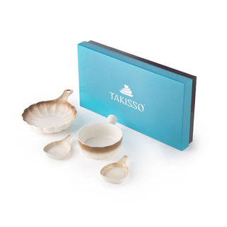 Takisso | Serving Set | Premium Porcelain Serving Bowls & Dip Dishes | 4 Pieces