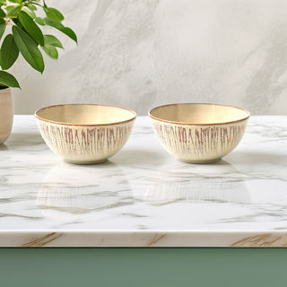 MESA | Agata Beige Bowl | Stoneware | 16 Cm  | Set of 2
