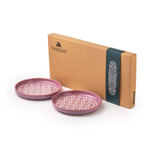 Takisso | Plate Set Porcelain Serving Plates | Pink | Set of 2
