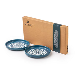 Takisso | Plate Set Porcelain Dinner Plates | Set of 2 | Blue