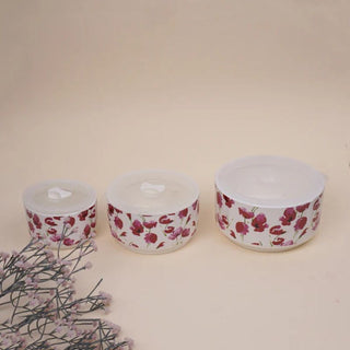 Takisso| Ruby Airtight Storage Container  | Porcelain | White & Pink | Set of 3