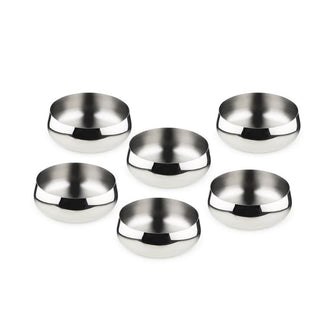 Arttdinox | Deco Line Dahi Bhalla Katori  by Jindal | Stainless Steel | Silver| Set of 6