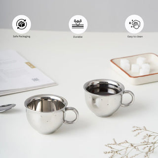 Arttdinox | Polka Cup &amp; Saucer | Set of 2 | Elegant Tea and Coffee Cup Set
