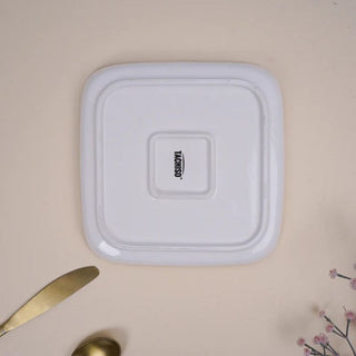 Takisso| Trovo Square Snack Plate | Ceramic | White & Purple | Set Of 6