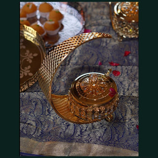 Āvaas | Kuber - Sugar Candy Bowl with Glass Container | Golden | 1 Pc