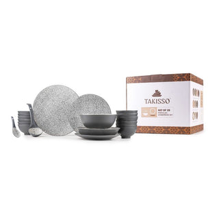 Takisso | Porcelain Dinner Set | 35 Piece Luxury Dinnerware Set | Microwave & Dishwasher Safe