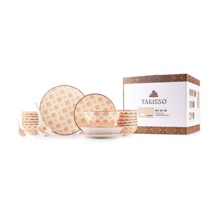 Takisso | Dinner Piece Porcelain Dinnerware Collection |  Set 35 | Microwave & Dishwasher Safe