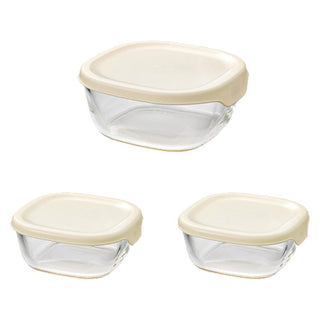 Hario | Heatproof Glass Container 250/600ml 3pc Set Off White