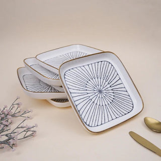 Takisso| Jimo Square Snack Plate | Ceramic | White | Set Of 2
