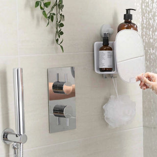 Joseph Joseph  | EasyStore™ White Shower Shelf with Adjustable Mirror | Silver