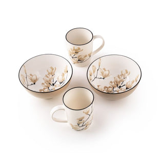 Takisso | Breakfast Set Porcelain Bowl & Mug Set | Set of 3 | Microwave & Dishwasher Safe