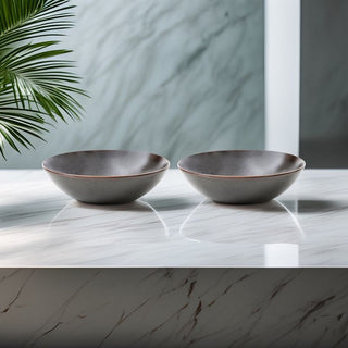 MESA | Brown Metallic Cereal Bowl | Stoneware | 17 Cm | 530 ml | Set of 2