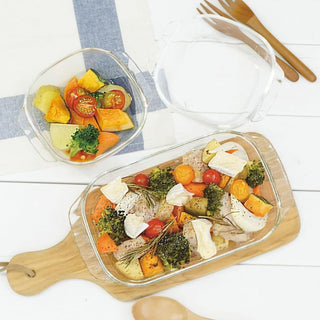 Hario | Heatproof Toaster Plate Set | 400ml & 900ml | 3-Piece Glass Baking & Serving Dish Set