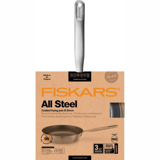 Fiskars | All Steel Frying Pan | 24 cm | Premium Stainless Steel | Non-Stick Ceratec