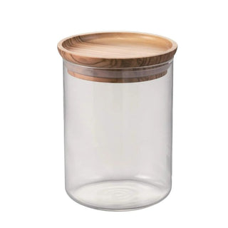 Hario | Glass Canister Olive Wood | 800ml | Airtight Coffee Bean Storage Jar | 1 Pc
