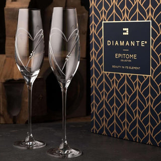 Diamante | Heart in Heart Flute Pair | 210 ml | Set of 2