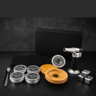 Āvaas | Whisky & Cocktail Smoker Kit | Wood Smoke Infuser | Natural Finish | Set of 15
