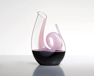 Riedel | Curly Pink Decanter  | White Background