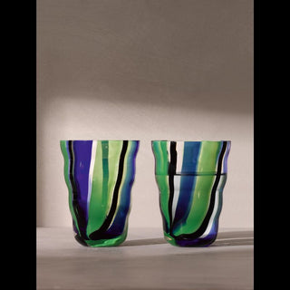 LSA International | Folk Tumbler |  280ml  | Black/Blue/Green | Set of  2