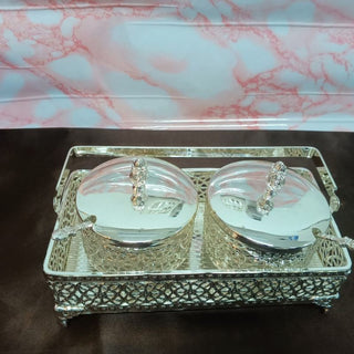 Āvaas | 2-Piece Bowl Set with Spoon and Handle Basket | Silver | 1 Pc