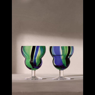 LSA International | Folk Water/Wine Glass |  230ml |  Black/Blue/Green | Set of  2