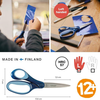 Fiskars | School Scissors (Left-Handed) | 18 cm | Glitter Blue
