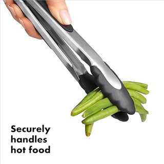OXO | Good Grips | Tongs | 9" | Nylon Heads & Stainless Steel | Black & Silver | 1 pc
