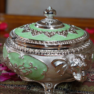 Āvaas | Tulsi - 3D Elephant Sugar Candy Dish Gift Box| Green & Silver  | 1Pc