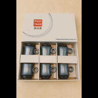 Fujitake | Non-Stackable Cups | 200 Ml | Matte Silver & Black | Set Of 6