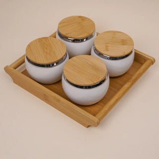 Ceramic jar with tray

