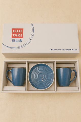 Fujitake | Artisan Series | Cup & Bowl Set | Sapphire Blue | 300 ml & 14 cm | Set of 3