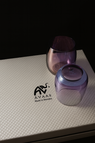 Āvaas | Gift Box - Colourful Whisky Glass | 490 ml | Crystal | Purple | Set of 6