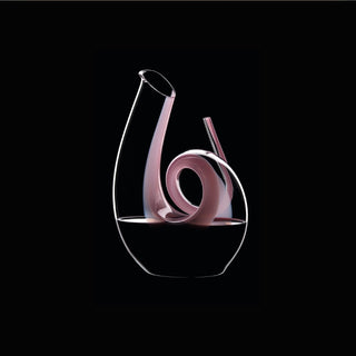 Riedel | Curly Pink Decanter  | Black Background
