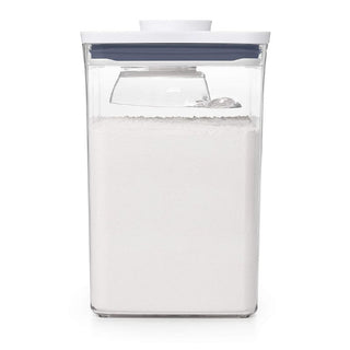 Dishwasher-safe OXO Pop Scoop in clear plastic finish