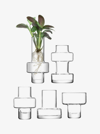 LSA International | Metropole Five Mini Vase Set 7cm/8cm/10cm/12cm/15cm | Clear | Set-5