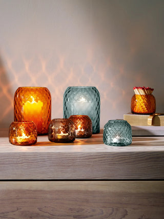 LSA International | Dapple Tealight Holder/Vase | H7cm | Sun Amber |1 Pcs |1 Pcs