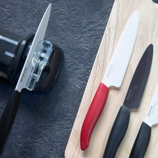 Kyocera | Electric Diamond Hone Knife Sharpener for Ceramic & Steel Knives | Industrial Diamond & ABS Resin | Black | 1 PC