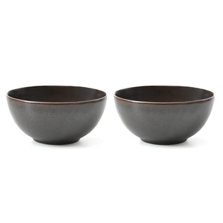 MESA | Brown Metallic Bowl  | Stoneware | 16 Cm  | Set of 2