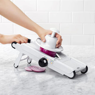 OXO Julienne Slicer making uniform fries and vegetable strips