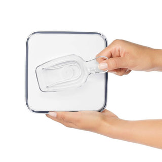OXO Pop Scoop measuring dry ingredients like rice